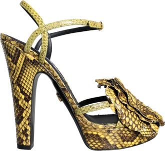 Dolce & Gabbana Gele Exotische Leren Enkellaarzen Sandalen Schoenen