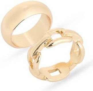 Leith Set of 2 Assorted Rings in Gold at Nordstrom Rack, Size Small/medium