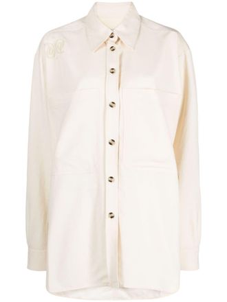 Nanushka Blouse met geborduurd logo - Beige