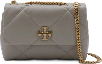 Tory Burch Kira Schoudertas - Dames - Schoudertassen - Grijs - ONE Size - Leer - Tassen
