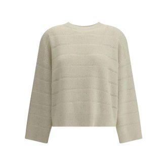 Brunello Cucinelli Truien & Vesten, Dames, Grijs, XS, Wol, Dazzling Cashmere Wool Sweater
