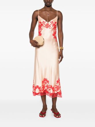 Ermanno Scervino Womens Embroidered Long Dress - Peach viscose - Size EU 36 (Womens)