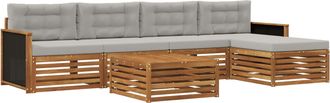 vidaXL Conjunto De Sof&aacute;s De Exterior 6 Uds. Natural Y Gris Claro Vidaxl