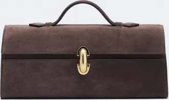 Savette Symmetry Slim suede top-handle bag