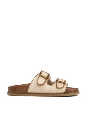 Grace Womens Kimolos Sandal In Camel Leather Raffia