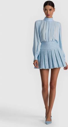 Alice & Olivia Emilie Tweed Mini Skirt In Carolina Blue