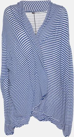 Marina Rinaldi Blue Stripe Stretch Knit Cardigan