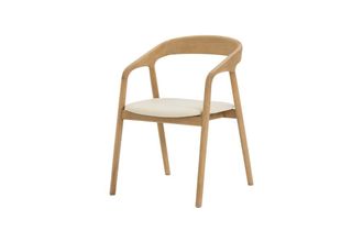 Woodek Silla de roble macizo y cuero vegano beige