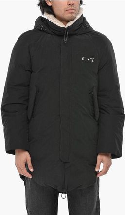 Off-white Padded Cotton-Blend Parka With Shearling Collar size M