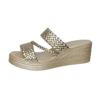 Generic Womens Wedge Platform Espadrilles Slide Sandals Fashion Braided Open Toe Slip On Summer Vacation Beach Shoes (7.5,Gold)