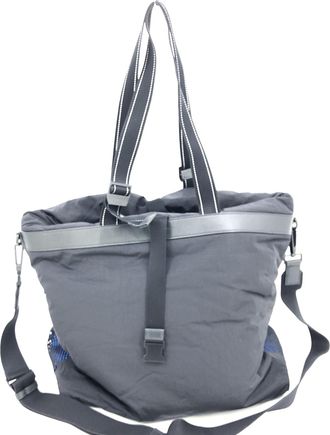 Bottega Veneta Black And Blue Nylon Convertible Womens Tote (Pre-Owned)