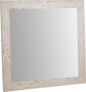 Biscottini International Biscottini - Espejo Cuadrado De Pared De Colgar De Madera Maciza De Tilo Acabado Con Efecto Crema 100x3x100 Cm Made In Italy