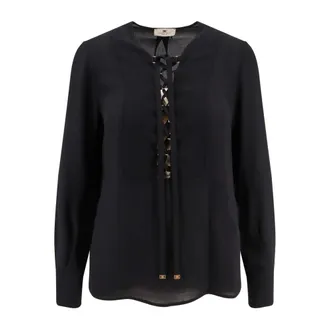 Elisabetta Franchi Dames, Blouses & Shirts, Zwart, Maat: XL Viscose