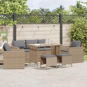 vidaXL Juego De Sof&aacute;s Jard&iacute;n Con Cojines 6 Pzas Rat&aacute;n Sint&eacute;tico Beige Vidaxl