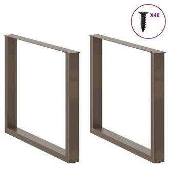 Berkfield Home Modern Coffee Table Legs U-Shaped 3 pcs Natural Steel 100x(72-73) in Brown