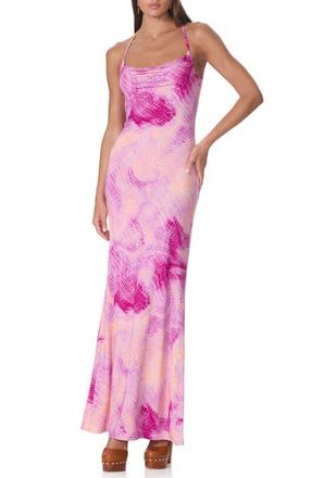 AFRM Kim Snakeskin Print Maxi Dress and Scarf Set in Lavendar Snake at Nordstrom, Size X-Small
