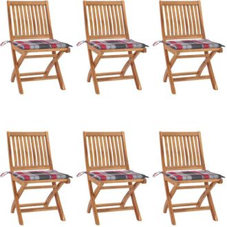 vidaXL Sillas De Jard&iacute;n Plegables 6 Uds Madera Maciza Teca Con Cojines Vidaxl
