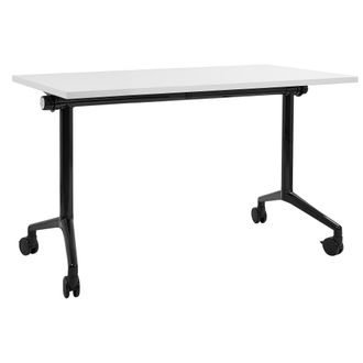 Beliani Escritorio Rectangular Moderno Plegable Con Ruedas Mesa M&oacute;vil Port&aacute;til Estructura Met&aacute;lica 120 X 60 Cm Blanco Y Negro Cavi