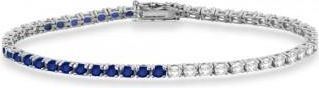 Allurez Diamond & Blue Sapphire Eternity Tennis Bracelet 14K White Gold (4.29ct)