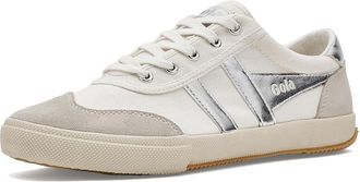 Gola Badminton Womens Shoes White/Silver : 9.5 B - Medium, Suede/Leather/Canvas