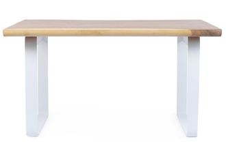 Wabi Home Mesa de comedor de madera maciza y hierro blanco 160cm