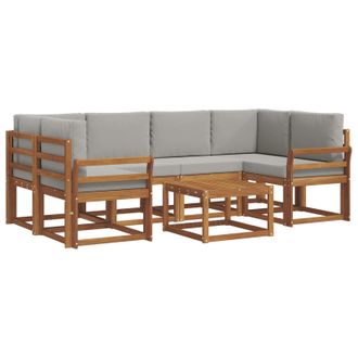 vidaXL Conjunto De Sof&aacute;s De Exterior 7 Pcs Gris Natural Y Claro Vidaxl