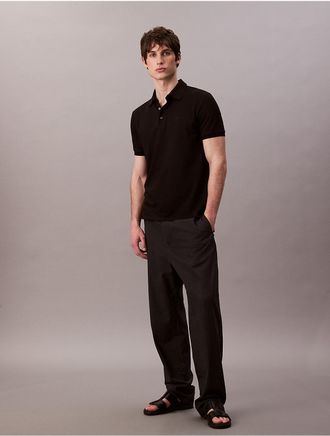 Calvin Klein Mens Waffle Knit Classic Polo Shirt - Black - 2XL