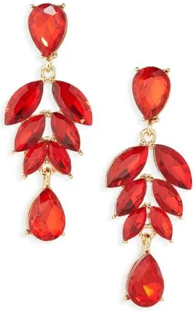 Cara Crystal Leaf Drop Earrings in Gold/Red at Nordstrom Rack