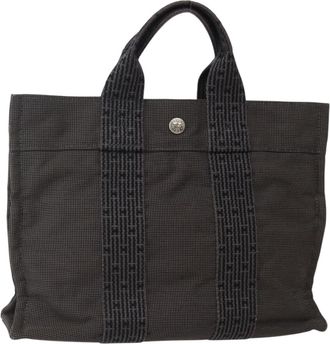 Herm&egrave;s Fourre-Tout Herline Fourre-Tout Herline Gray Canvas Bag (Pre-Owned)