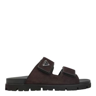 Prada Sliders, male, Brown, Size: 10 1/2 US Sandali