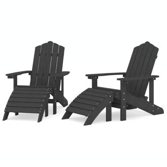 vidaXL Sillas De Jard&iacute;n Adirondack 2 Uds Con Reposapi&eacute;s Hdpe Antracita Vidaxl