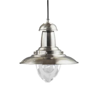 Searchlight Sospensione Rustico-country Fisher Man Acciaio Argento Vetro 1 Luce E27