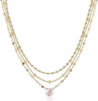 Ela Rae Womens Lina Necklaces In Pink Moonstone