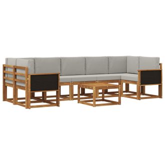 vidaXL Conjunto De Sof&aacute;s De Exterior 6 Pcs Natural Y Gris Claro Vidaxl