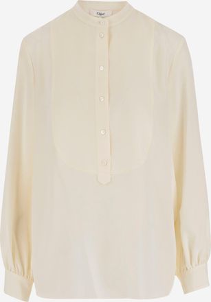 Chloé Silk Shirt With Mandarin Collar