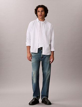 Calvin Klein Camisa Con Botones Oxford A Rayas