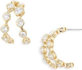 Nadri Brooklyn Cubic Zirconia Double Row Hoop Earrings in Gold at Nordstrom Rack