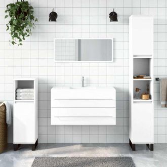 vidaXL Bathroom Cabinet with Mirror White Engineered Wood Vidaxl
