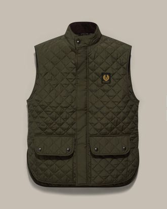 Belstaff Chaleco Icon para Hombre Nailon Reciclado Enguatado Verde Aceituna Desgastado 44