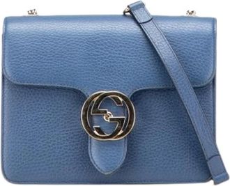 Gucci Pre-owned Cross Body Bags, female, Blue, Size: ONE SIZE Pre-owned Leather Crossbody Bag