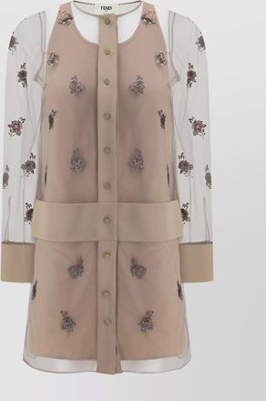 Fendi sheer overlay sequin embroidered tulle dress