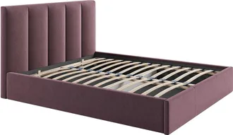 Vente-Unique Canap&eacute; abatible 160 x 200 cm con cabecero con costuras verticales - Tela - Burdeos - KILACLO