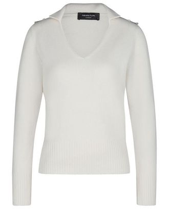 Fabiana Filippi Kaschmirpullover mit Hemdkragen und Schulterriegeln