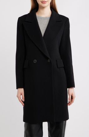 Fleurette Cara Loro Piana Cashmere & Wool Peak Lapel Coat in Black at Nordstrom, Size 12
