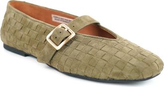 Gentle Souls Winifred Woven Mary Jane Flat in Olive Suede at Nordstrom, Size 7.5