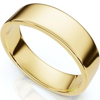Pompeii3 6mm Flat High Polished Wedding Band 14K Yellow Gold Size Selectable