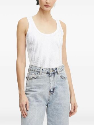 Pinko sequin-embellished tank top - women - Sequin/Fabric - L - White