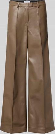 Stand Studio Hose in Leder-Optik mit L&auml;ngsn&auml;hten Modell Wessy in Mittelbraun, Gr&ouml;&szlig;e 34