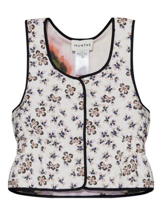Munthe floral-print cropped gilet - Grey