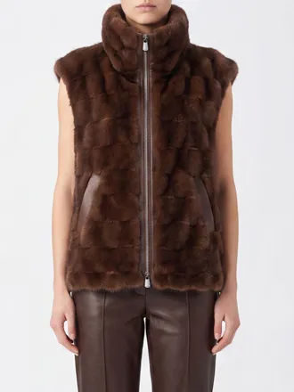 Pinko Gilet con cappuccio in pelliccia sintetica e chiusura con zip